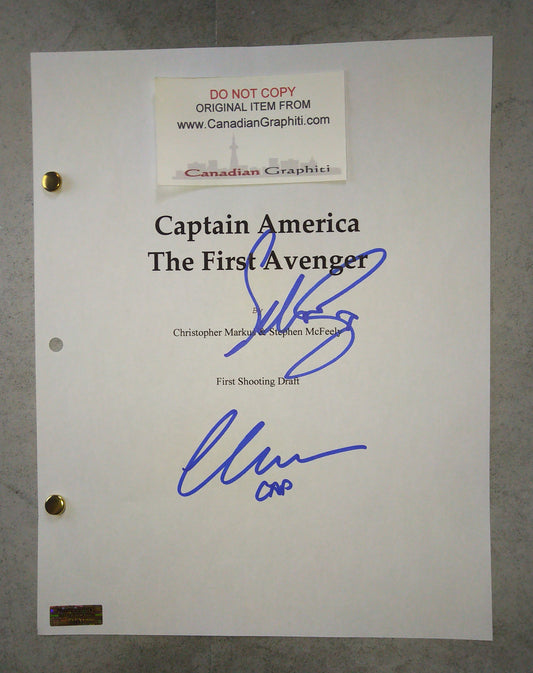 Sebastian Stan & Chris Evans Hand Signed Autograph Captain America Script COA