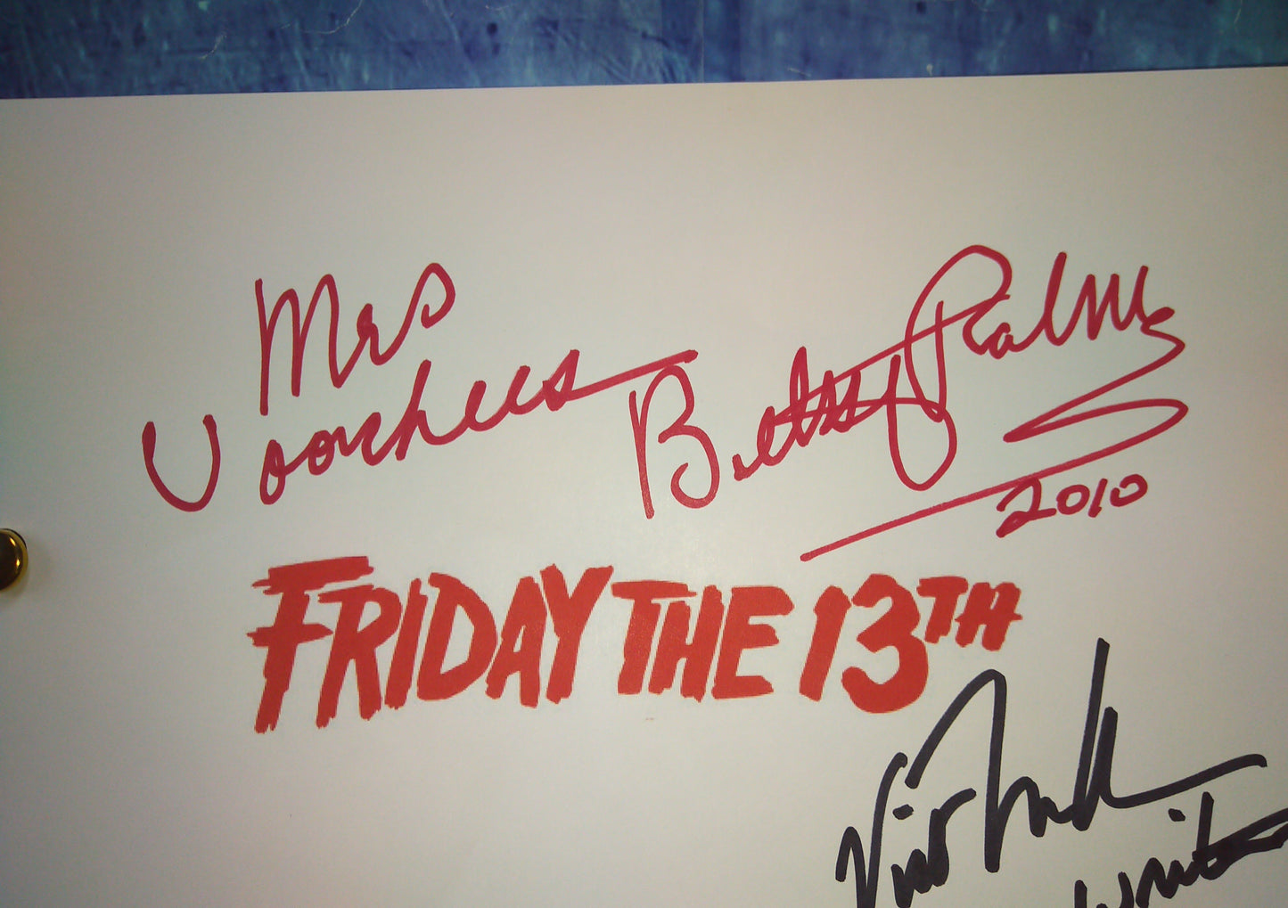 Friday The 13th Cast Hand Signed Autograph Script COA Betsy Palmer, Victor Miller, Adrienne King, Ari Lehman