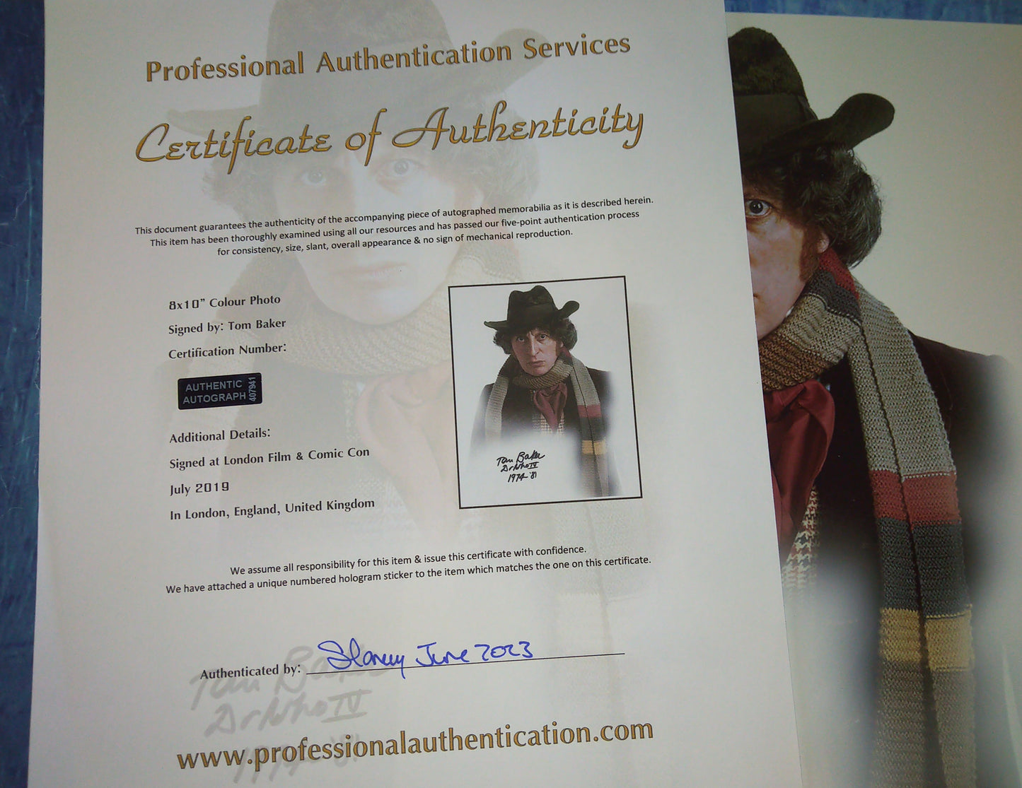 Tom Baker Hand Signed Autograph 8x10 Photo Doctor Who COA