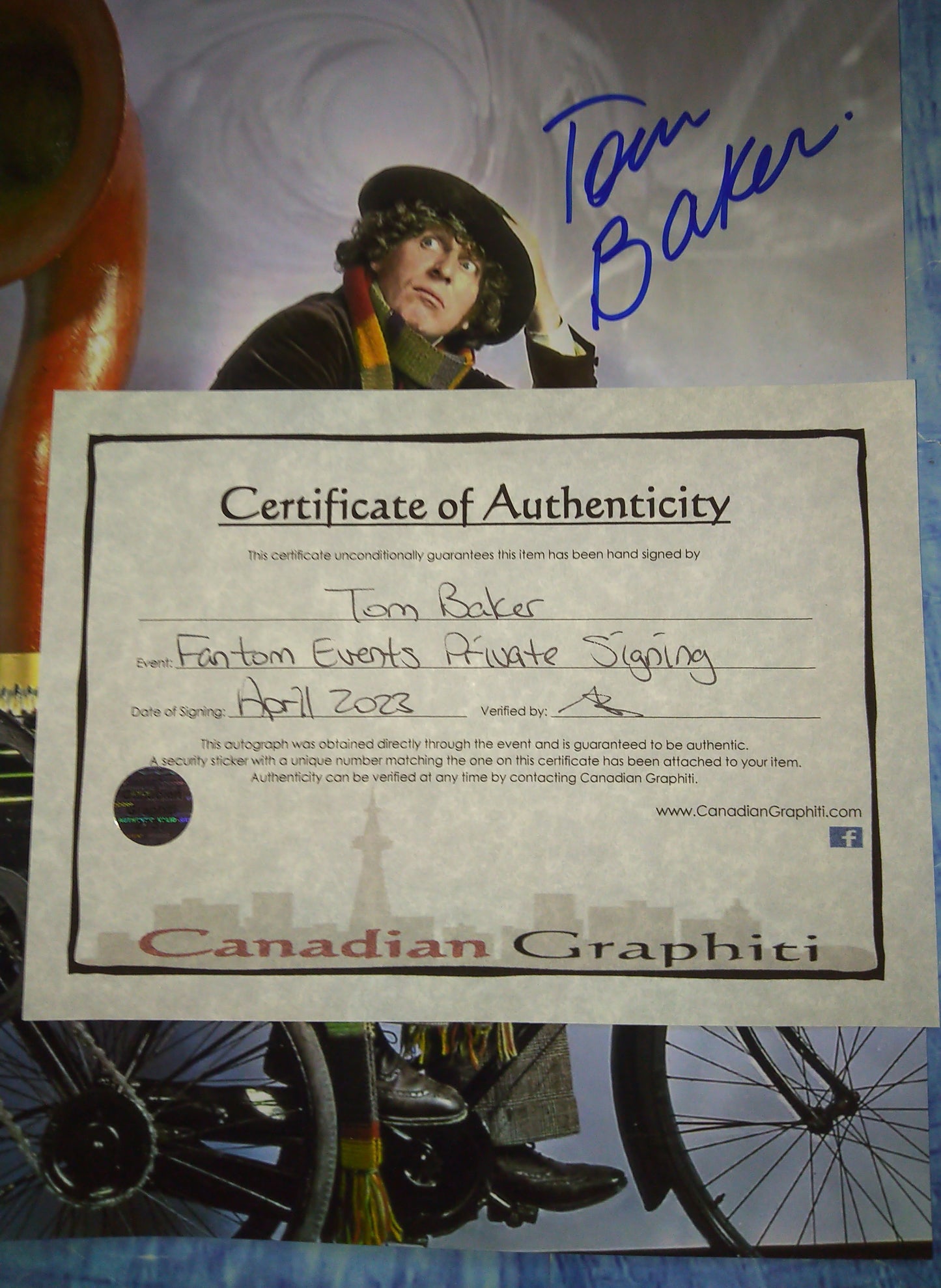 Tom Baker Hand Signed Autograph 8x10 Photo Doctor Who COA