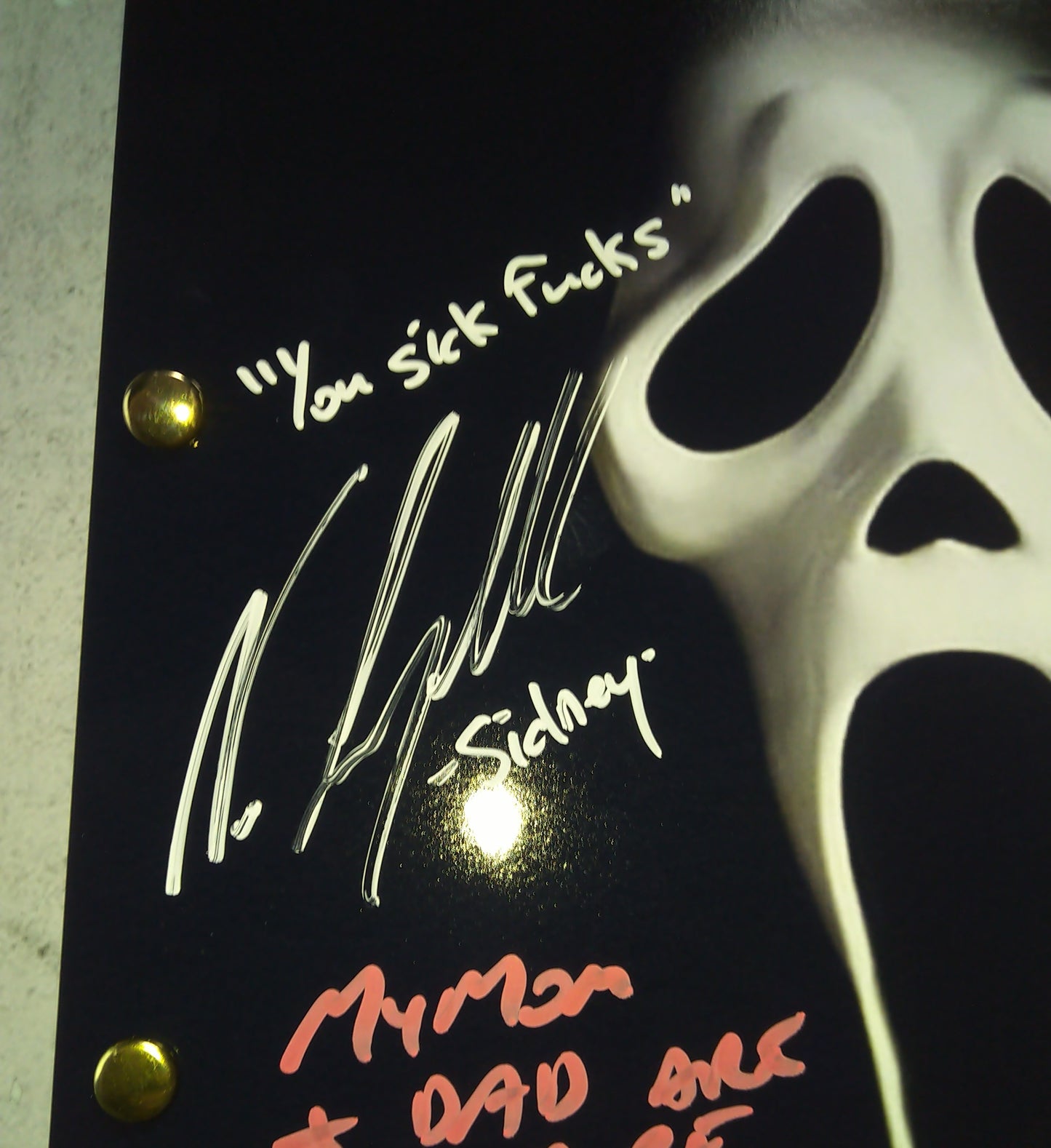 Skeet Ulrich, Matthew Lillard & Neve Campbell Hand Signed Autograph Scream Script COA