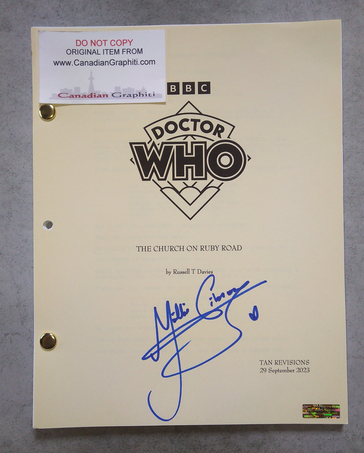 Millie Gibson Hand Signed Autograph Doctor Who Script COA