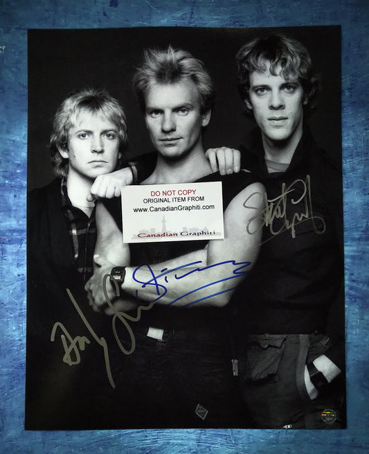 The Police Hand Signed Autograph 11x14 Photo COA Sting, Stewart Copeland & Andy Summers