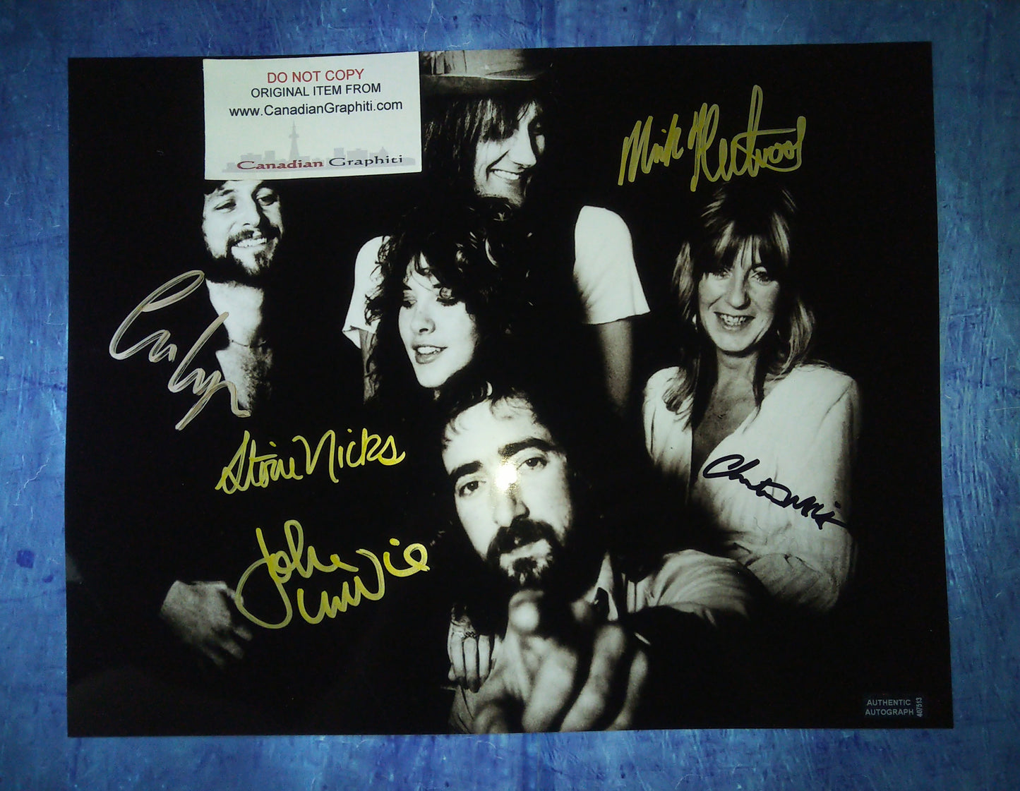 Fleetwood Mac Hand Signed Autograph 11x14 Photo COA Stevie Nicks, Lindsey Buckingham, Christine McVie, Mick Fleetwood