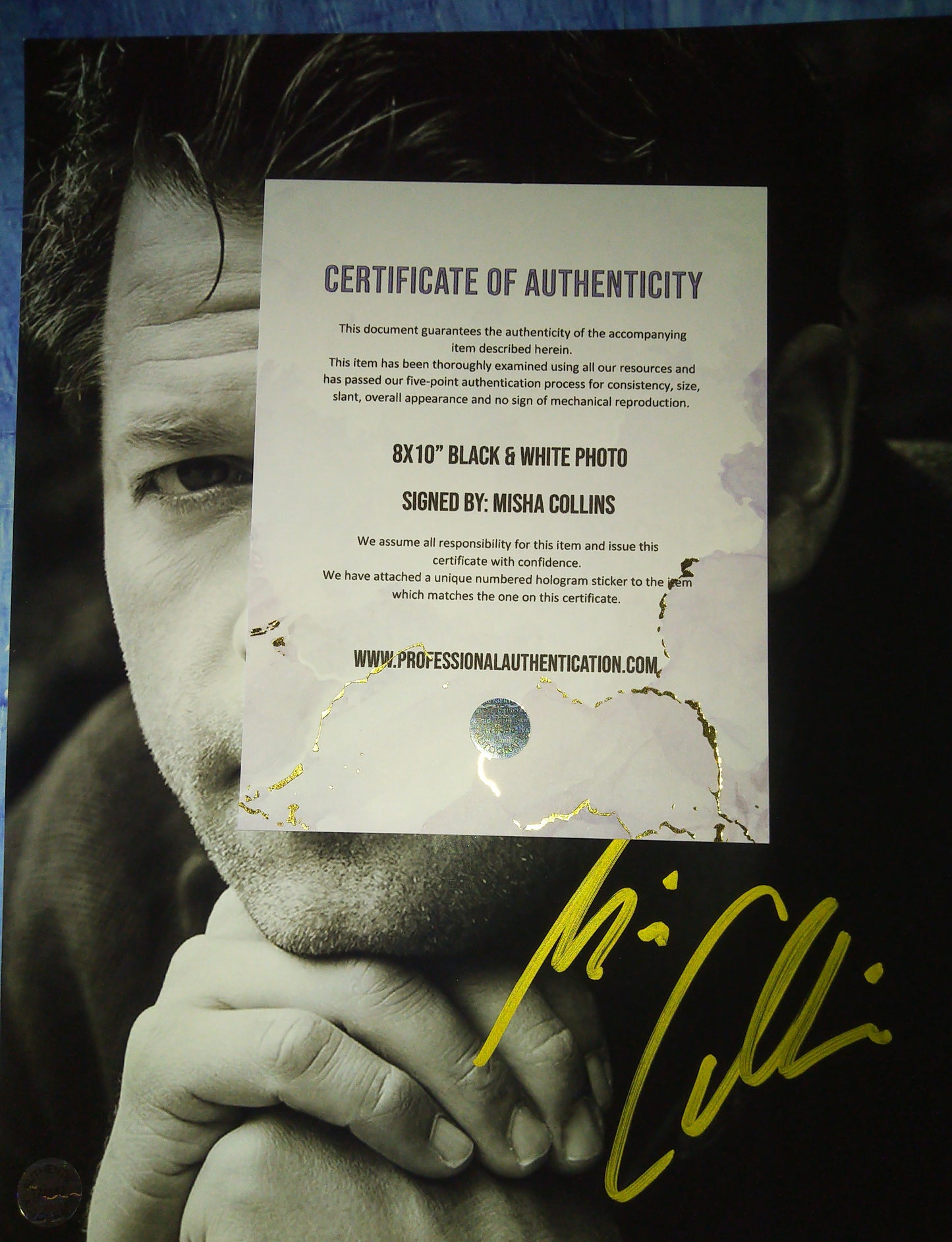 Misha Collins Hand Signed Autograph 8x10 Photo COA Supernatural