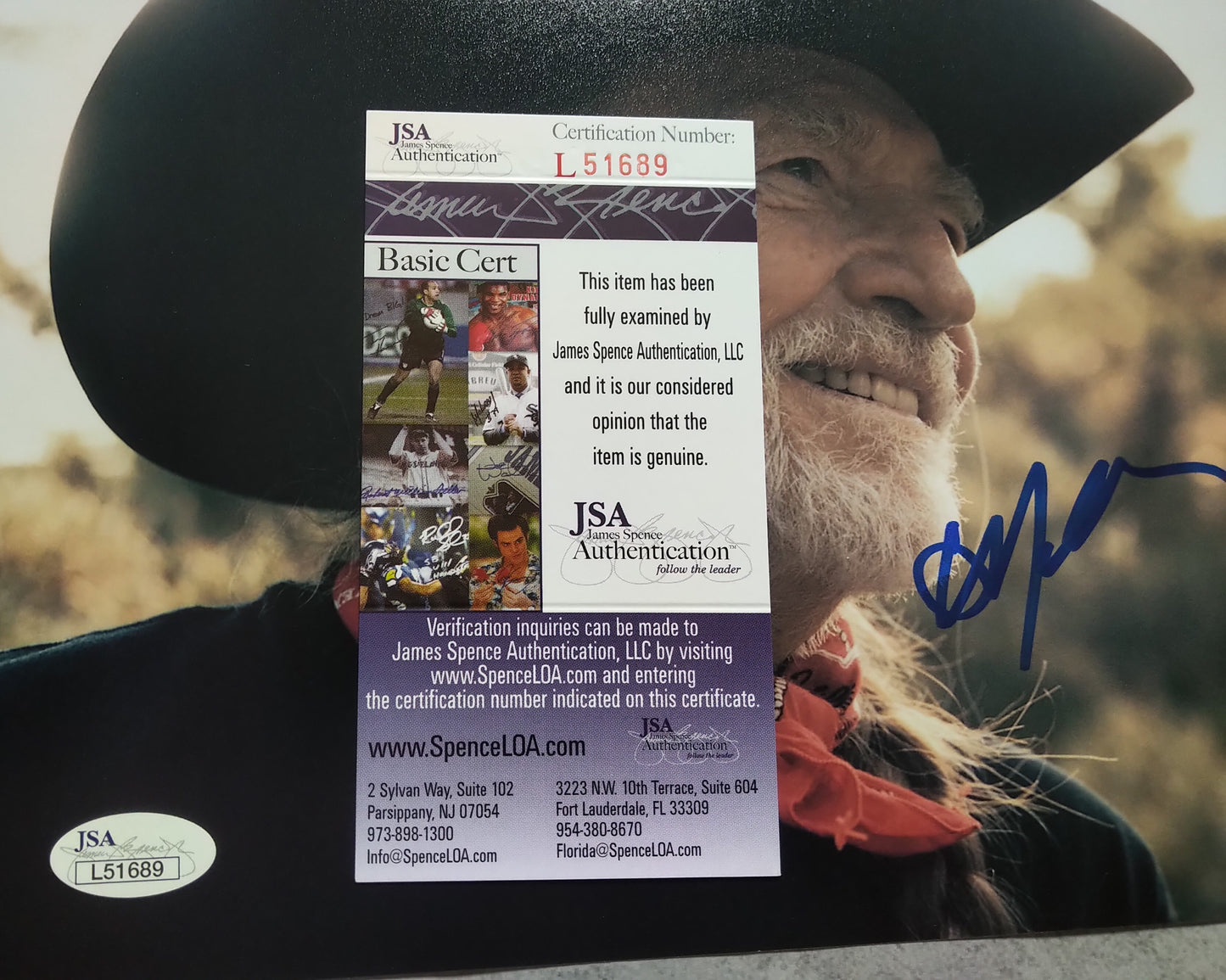 Willie Nelson Hand Signed Autograph 8x10 Photo JSA COA