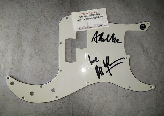 Bill Wyman & Albert Lee Hand Signed Autograph Bass Guitar Pick Guard COA Rolling Stones