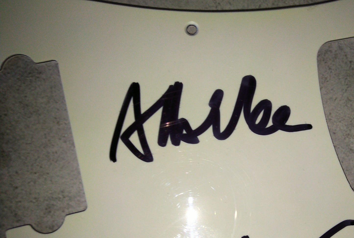 Bill Wyman & Albert Lee Hand Signed Autograph Bass Guitar Pick Guard COA Rolling Stones