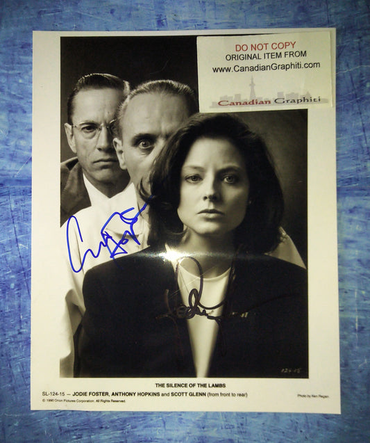 Jodie Foster & Anthony Hopkins Hand Signed Autograph 8x10 Photo COA Silence Of The Lambs