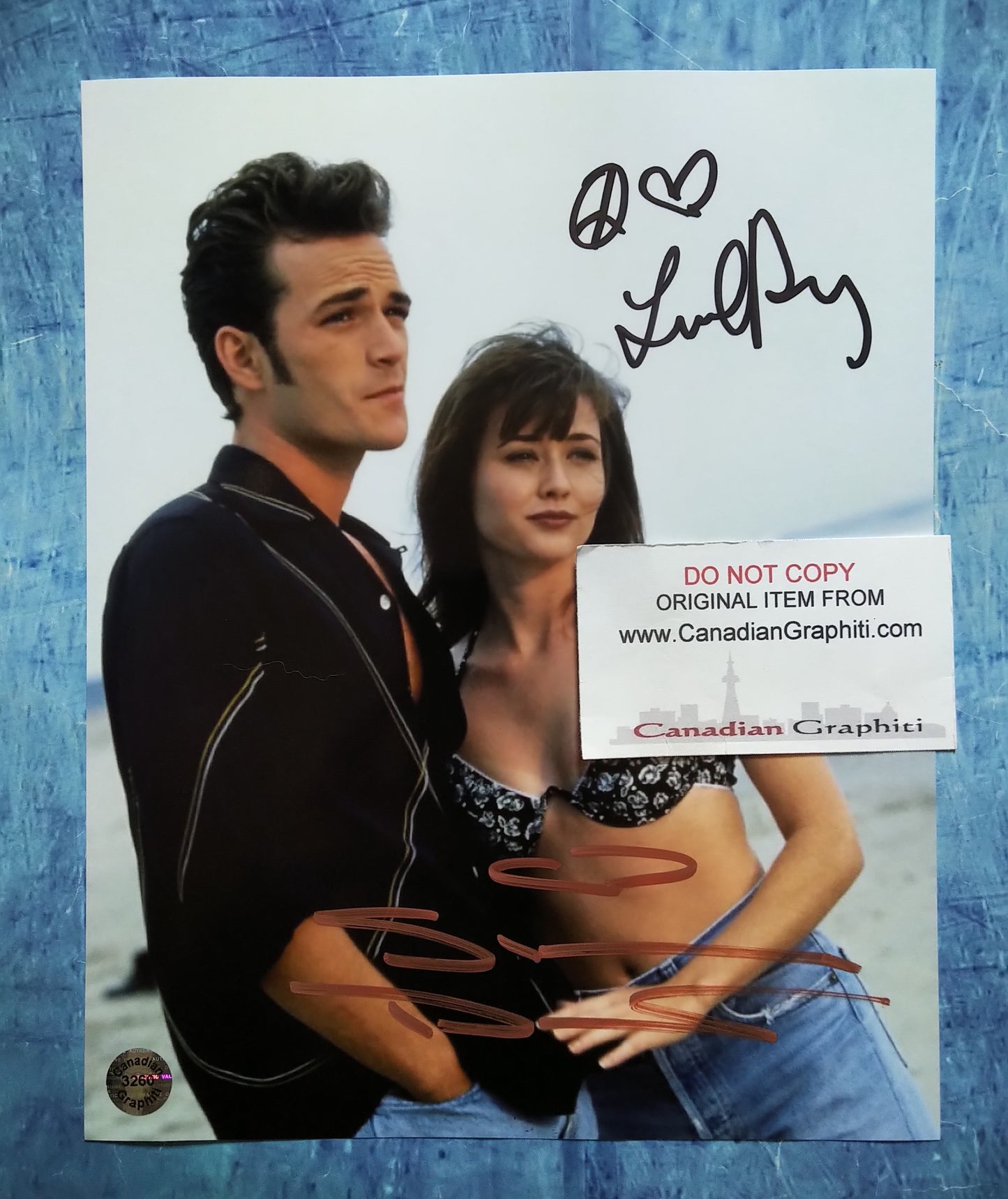 Shannen Doherty & Luke Perry Hand Signed Autograph 8x10 Photo COA