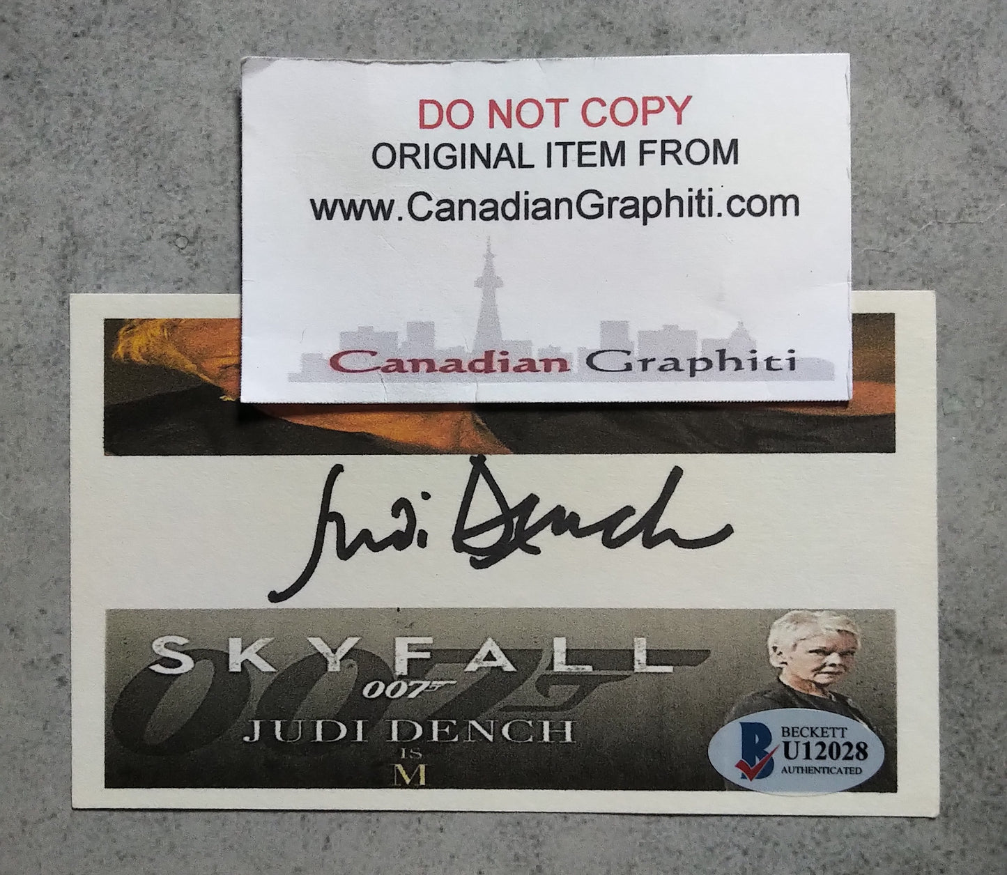 Judi Dench Hand Signed Autograph Index Card BAS COA