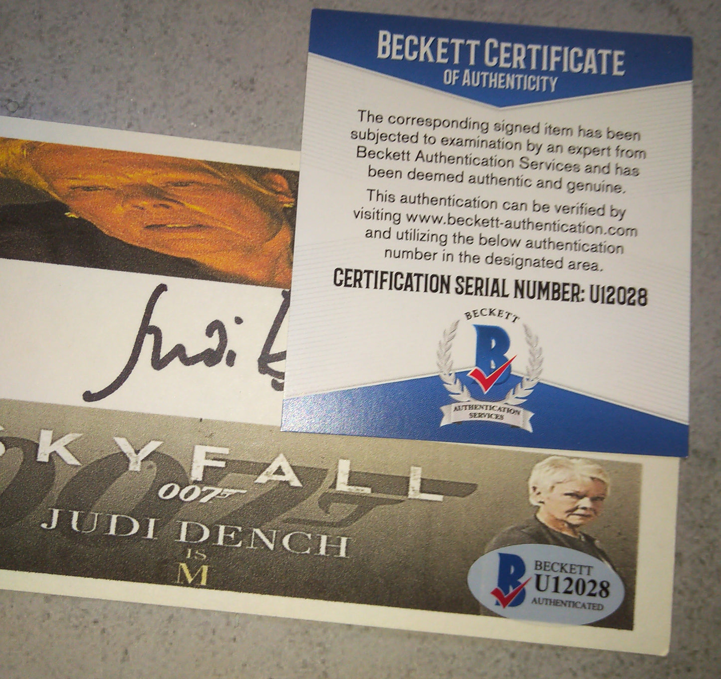 Judi Dench Hand Signed Autograph Index Card BAS COA