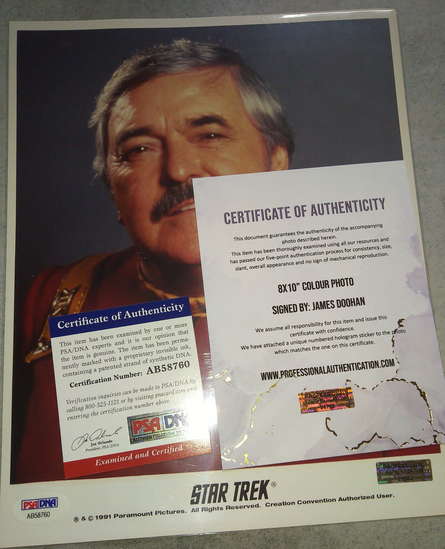 James Doohan Hand Signed Autograph 8x10 Photo COA + PSA Star Trek