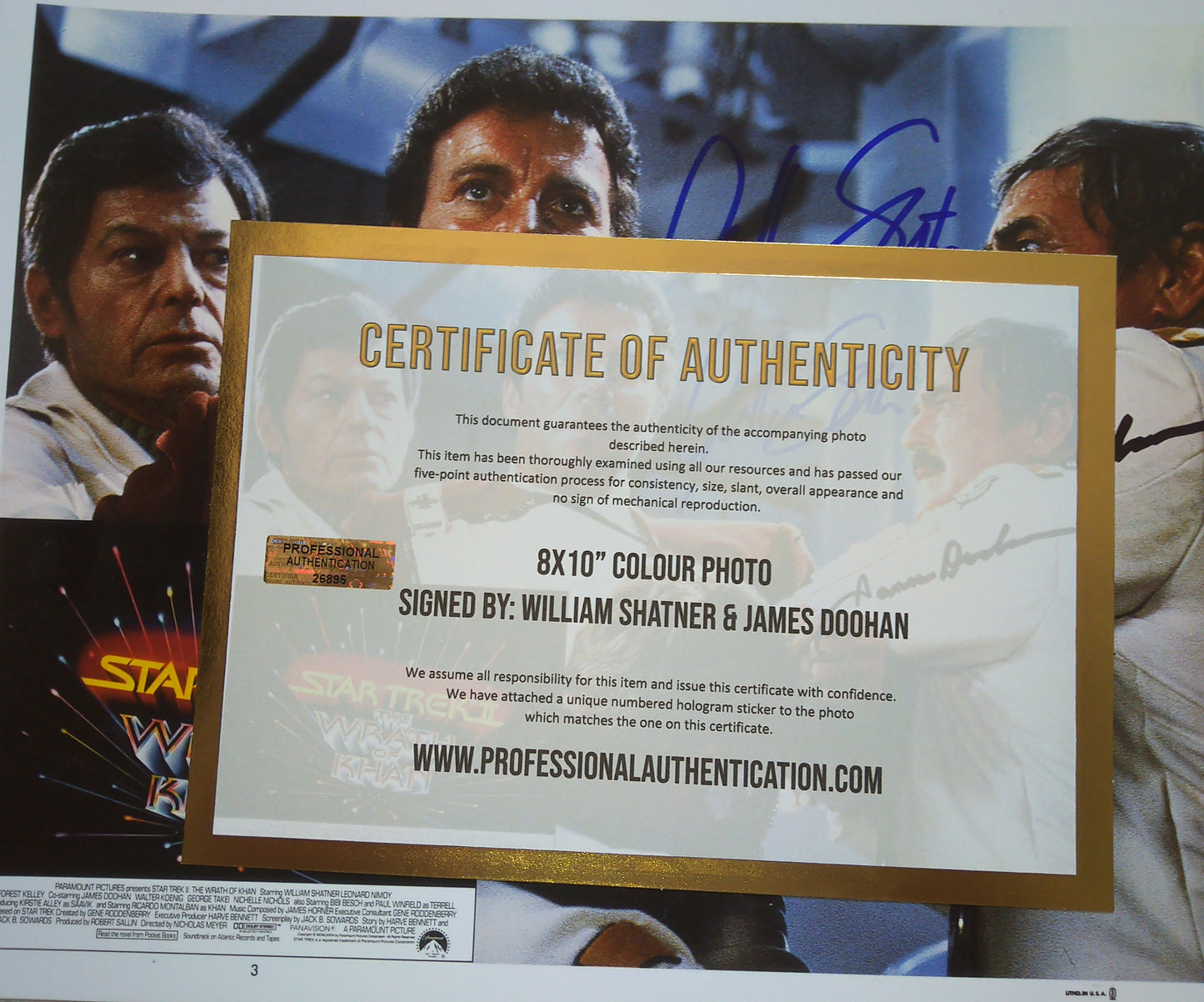 William Shatner & James Doohan Hand Signed Autograph 8x10 Photo COA Star Trek