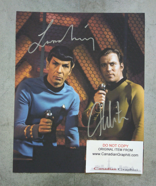 Leonard Nimoy & William Shatner Hand Signed Autograph 8x10 Photo COA Star Trek