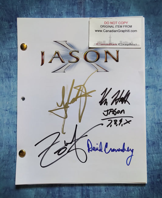 Jason X Cast Hand Signed Autograph Script COA Kane Hodder, Lexa Doig, David Cronenberg, Todd Farmer