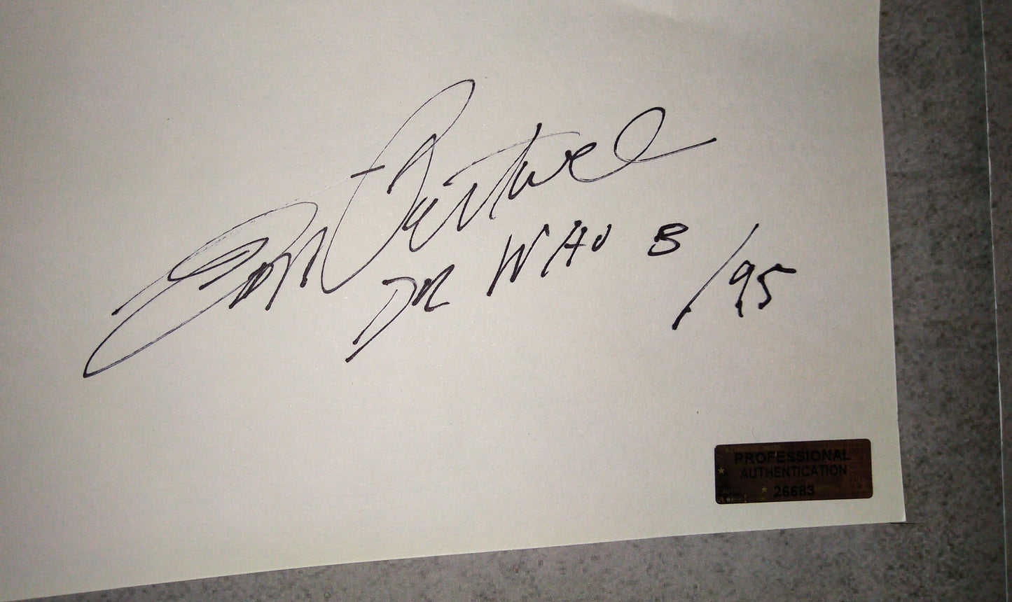 Jon Pertwee Hand Signed Autograph Index Card COA Doctor Who