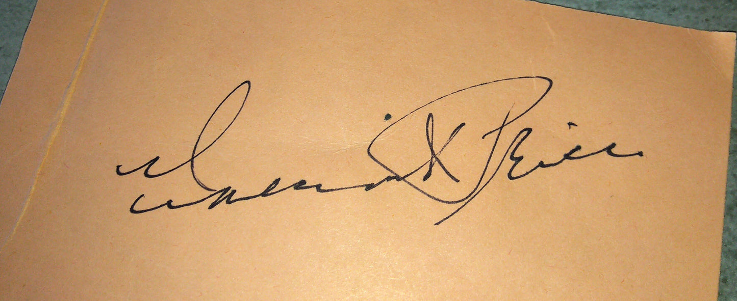 Vincent Price Hand Signed Autograph Index Card COA