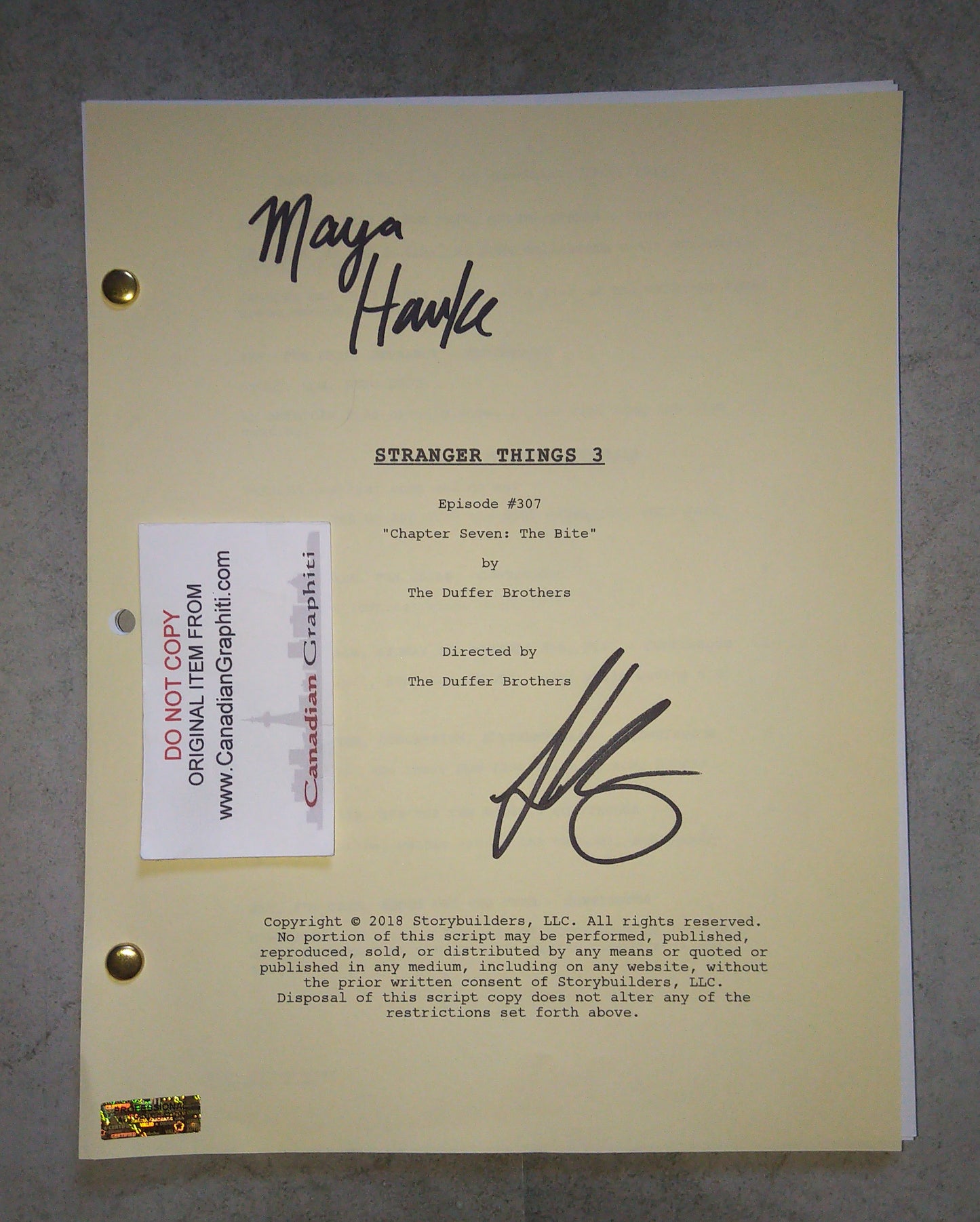 Maya Hawke & Joe Keery Hand Signed Autograph Stranger Things Script COA