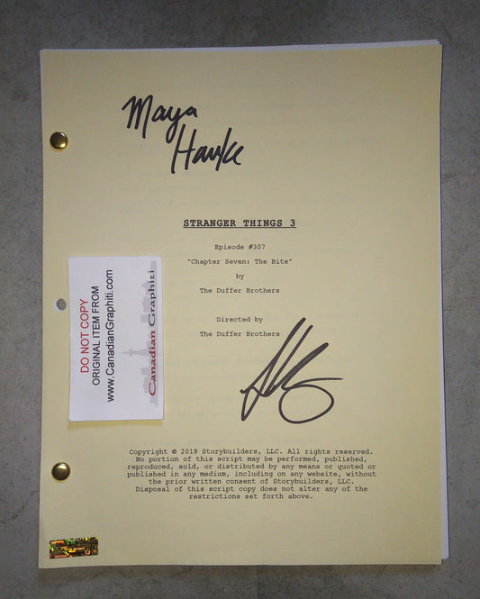 Maya Hawke & Joe Keery Hand Signed Autograph Stranger Things Script COA