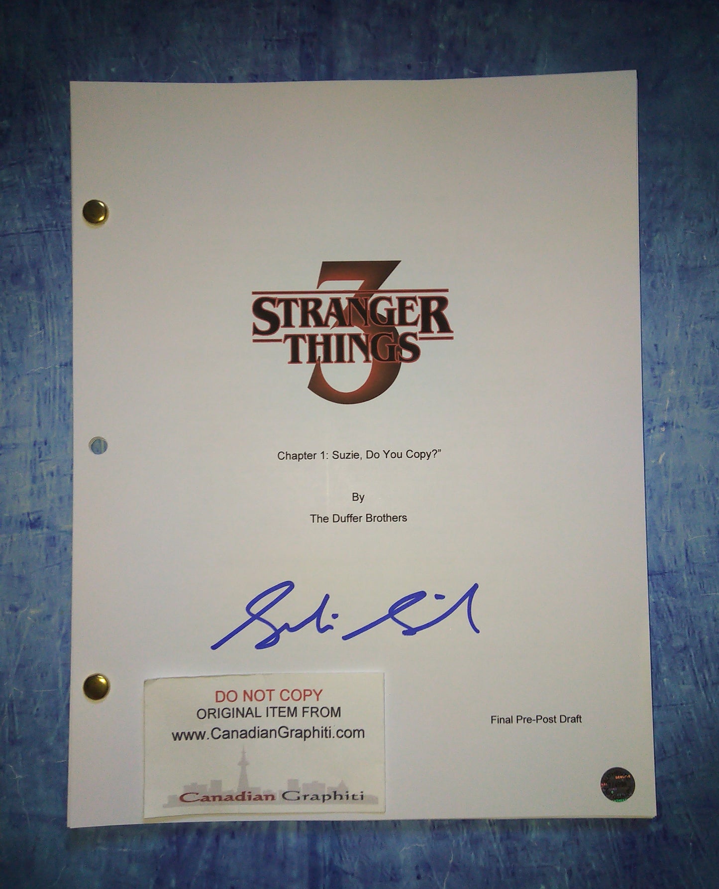 Sadie Sink Hand Signed Autograph Stranger Things Script COA