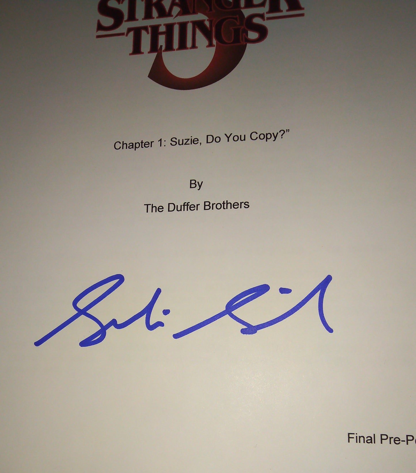 Sadie Sink Hand Signed Autograph Stranger Things Script COA