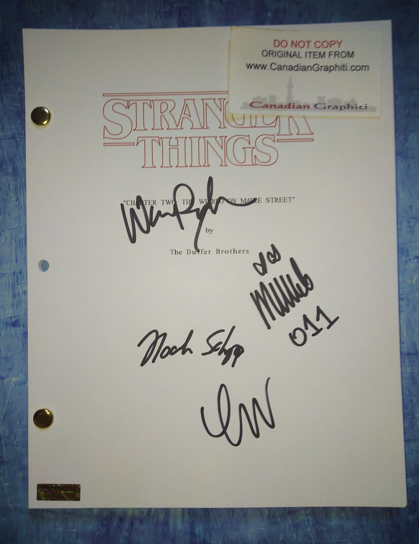 Stranger Things Cast Hand Signed Autograph Script COA Winona Ryder, Millie Bobby Brown, Finn Wolfhard & Noah Schnapp