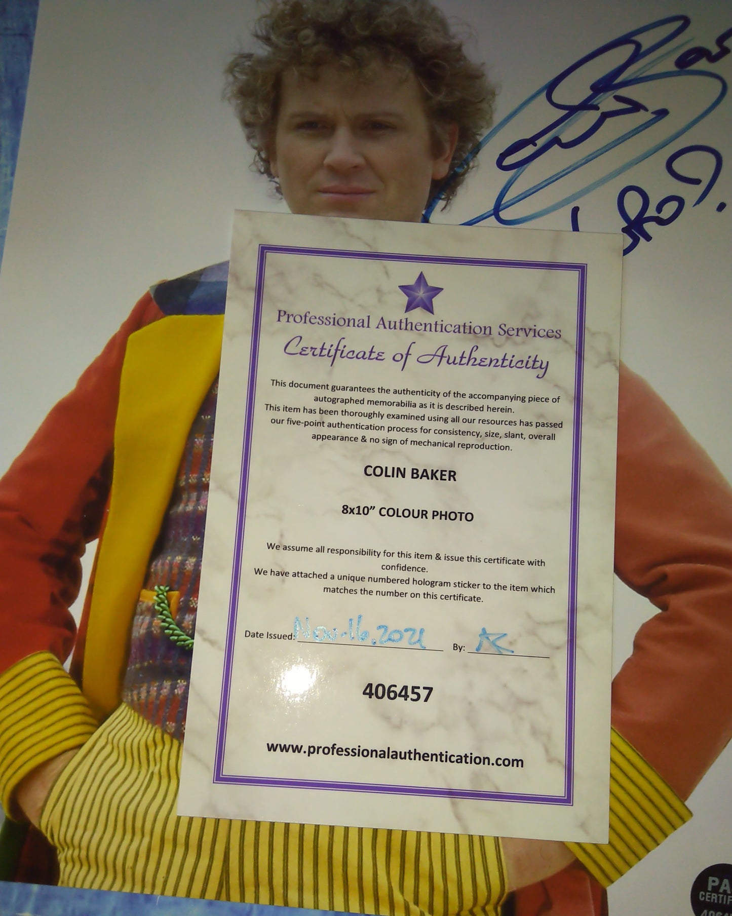 Colin Baker Hand Signed Autograph 8x10 Photo COA Doctor Who