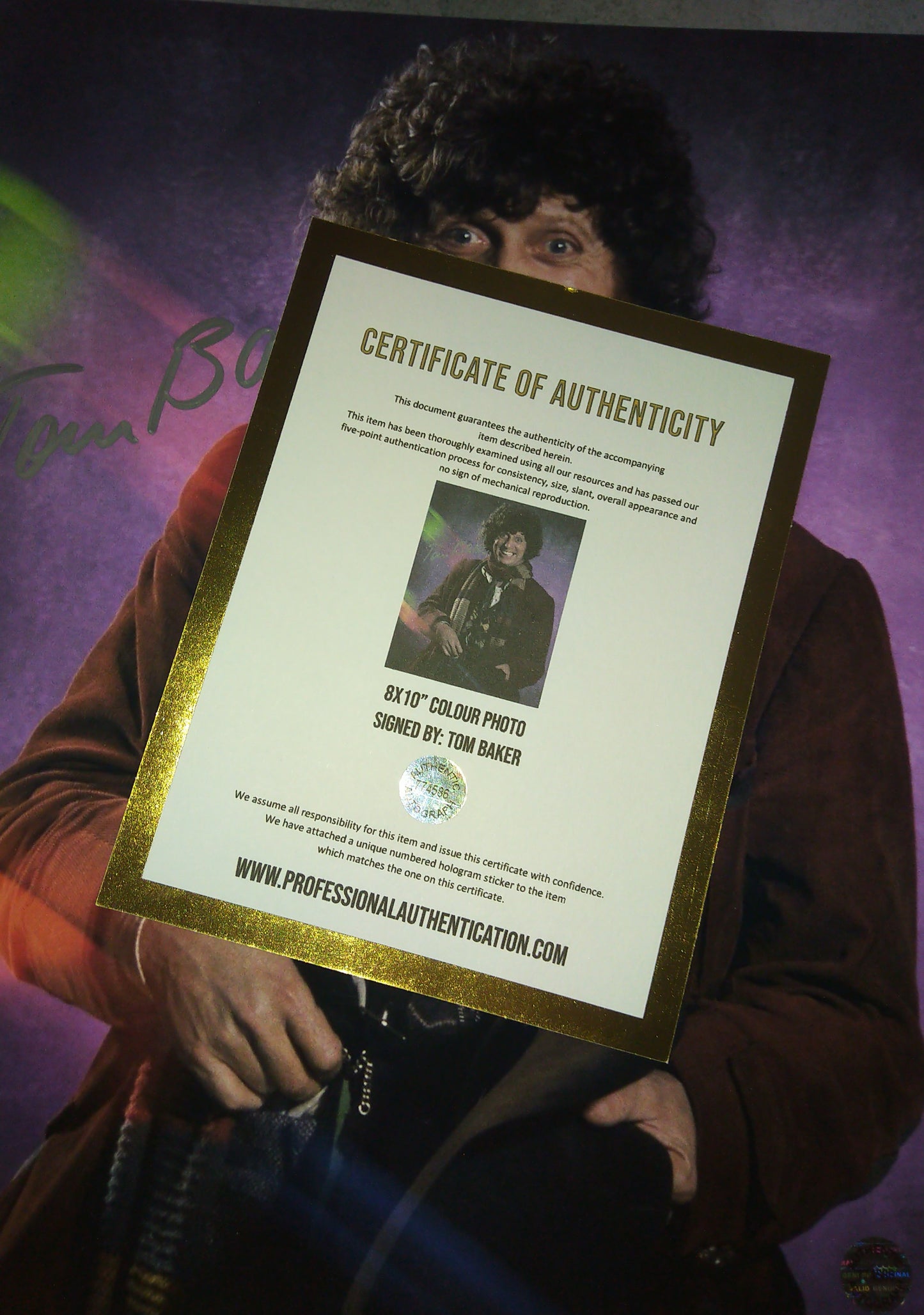 Tom Baker Hand Signed Autograph 8x10 Photo COA Doctor Who