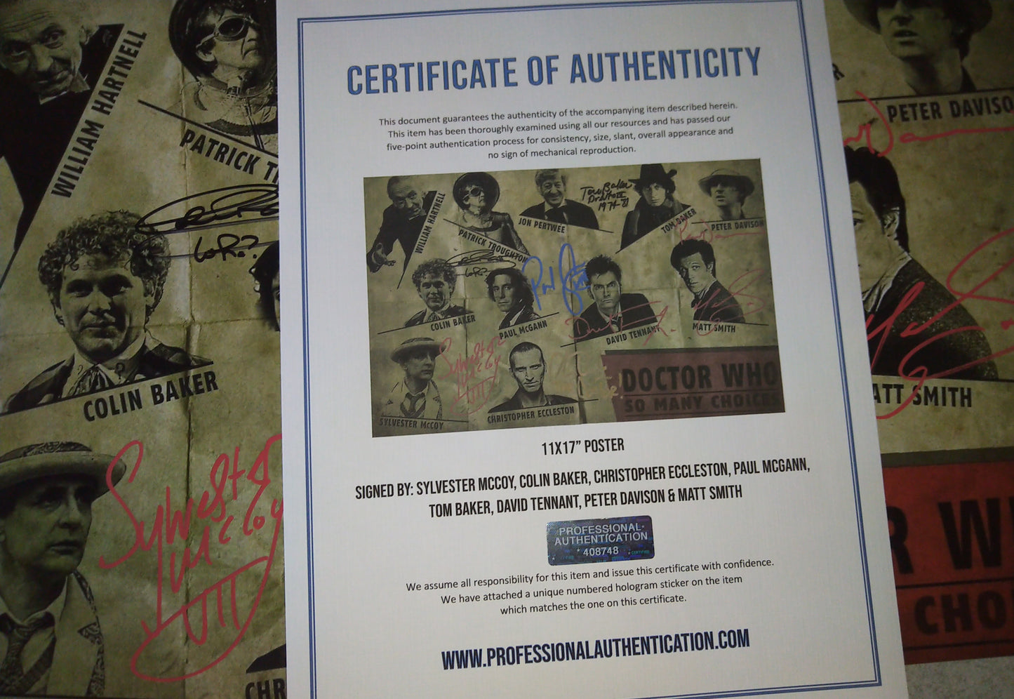 Doctor Who 8x Cast Hand Signed Autograph Poster COA