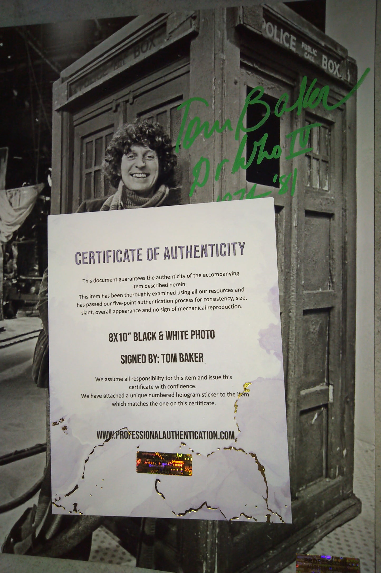 Tom Baker Hand Signed Autograph 8x10 Photo COA Doctor Who