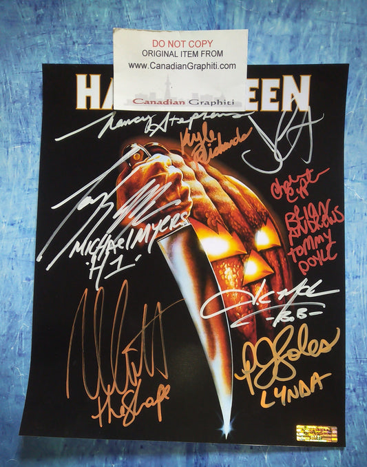 Halloween 9x Cast Hand Signed Autograph Photo COA John Carpenter, Nick Castle, PJ Soles, Nancy Stephens