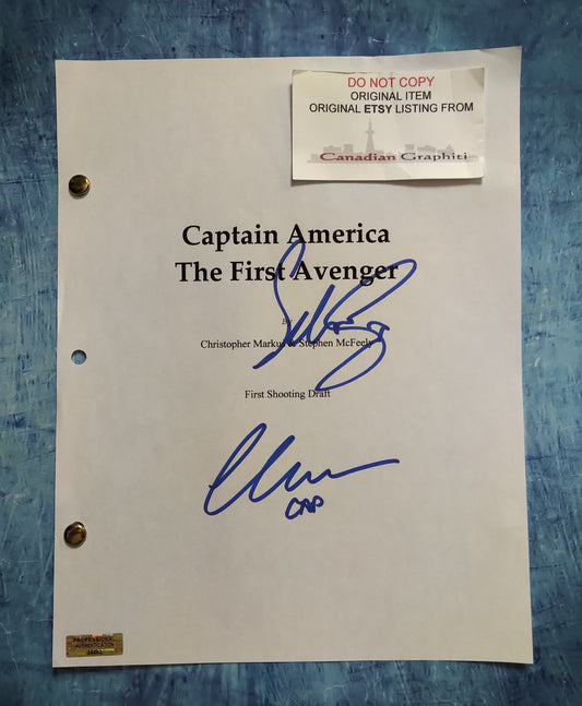 Sebastian Stan & Chris Evans Hand Signed Autograph Captain America Script COA