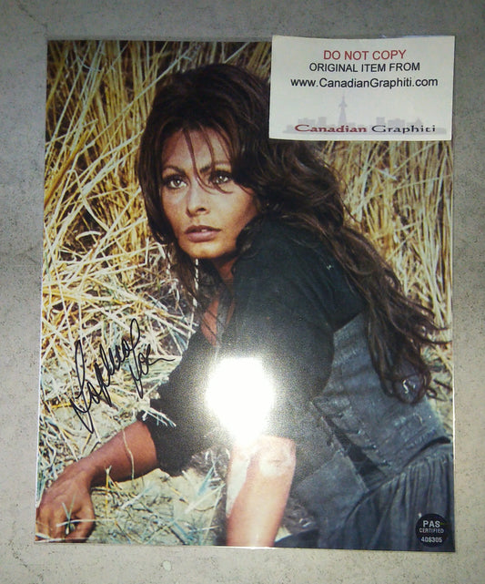 Sophia Loren Hand Signed Autograph 8x10 Photo COA + PSA