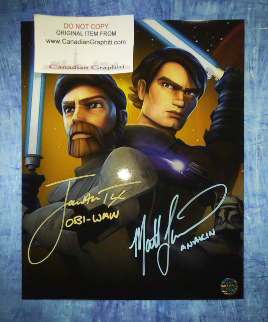 Matt Lanter & James Arnold Taylor Hand Signed Autograph 8x10 Photo COA Star Wars The Clone Wars