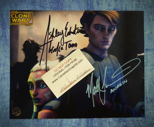 Matt Lanter & Ashley Eckstein Hand Signed Autograph 8x10 Photo COA Star Wars The Clone Wars