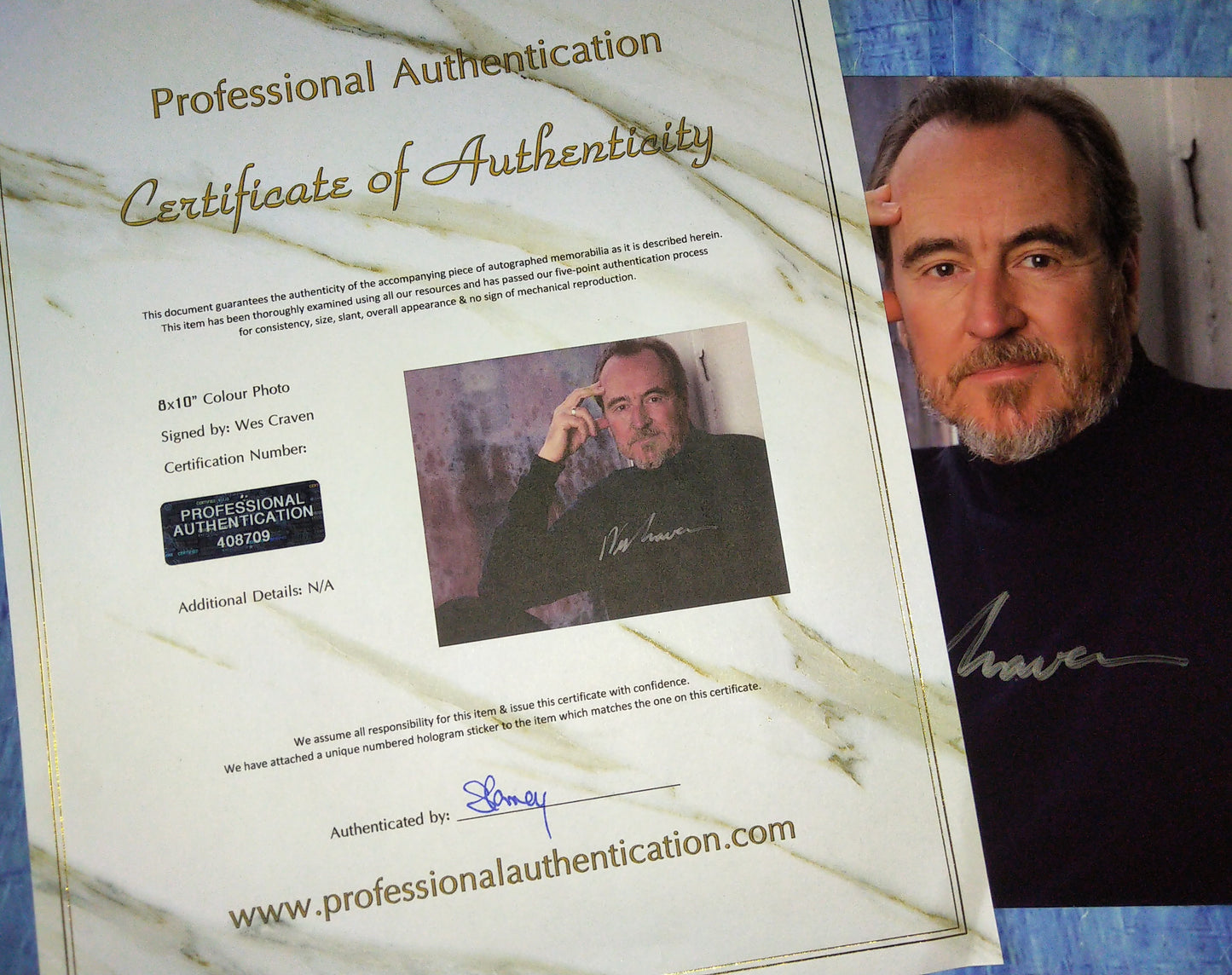 Wes Craven Hand Signed Autograph 8x10 Photo COA