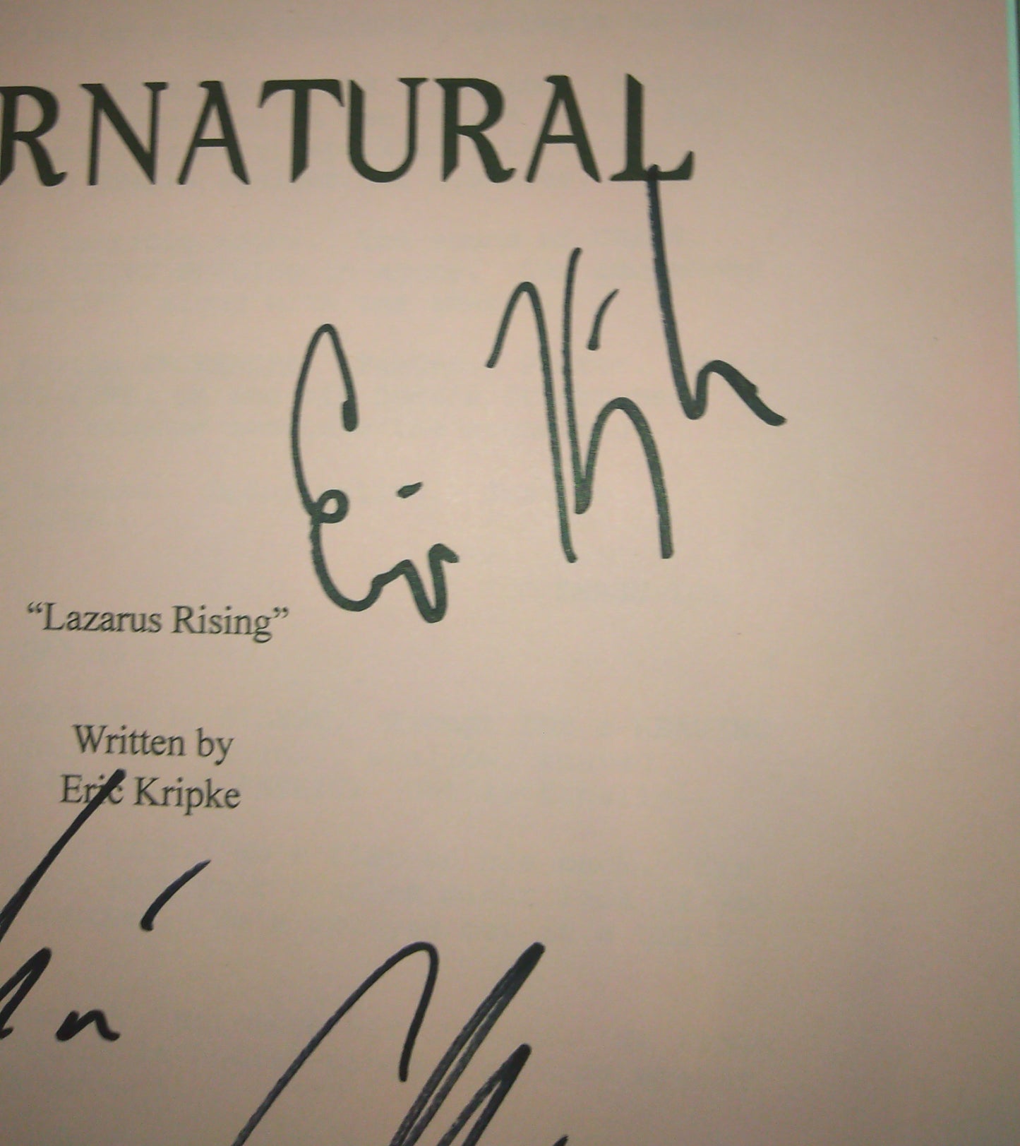 Misha Collins & Eric Kripke Hand Signed Autograph Supernatural Script COA Lazarus Rising