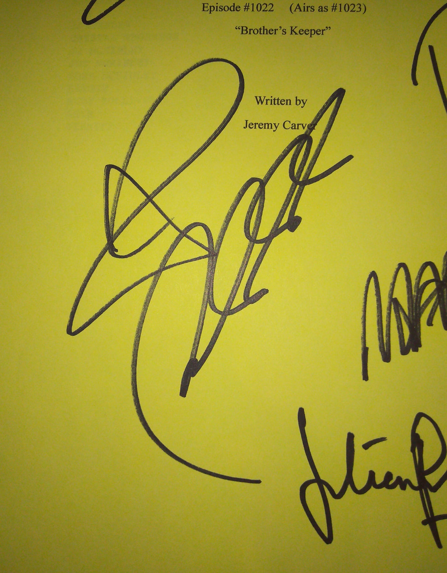 Supernatural 6x Cast Hand Signed Autograph Script COA Brother's Keeper