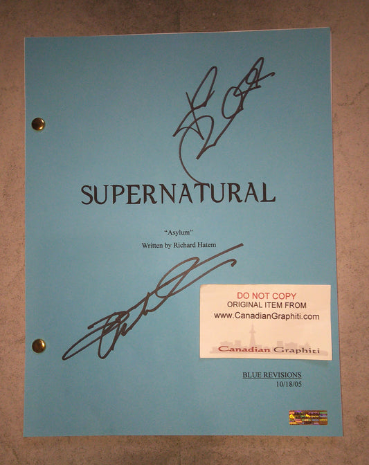 Jensen Ackles & Jared Padalecki Hand Signed Autograph Supernatural Script COA Asylum