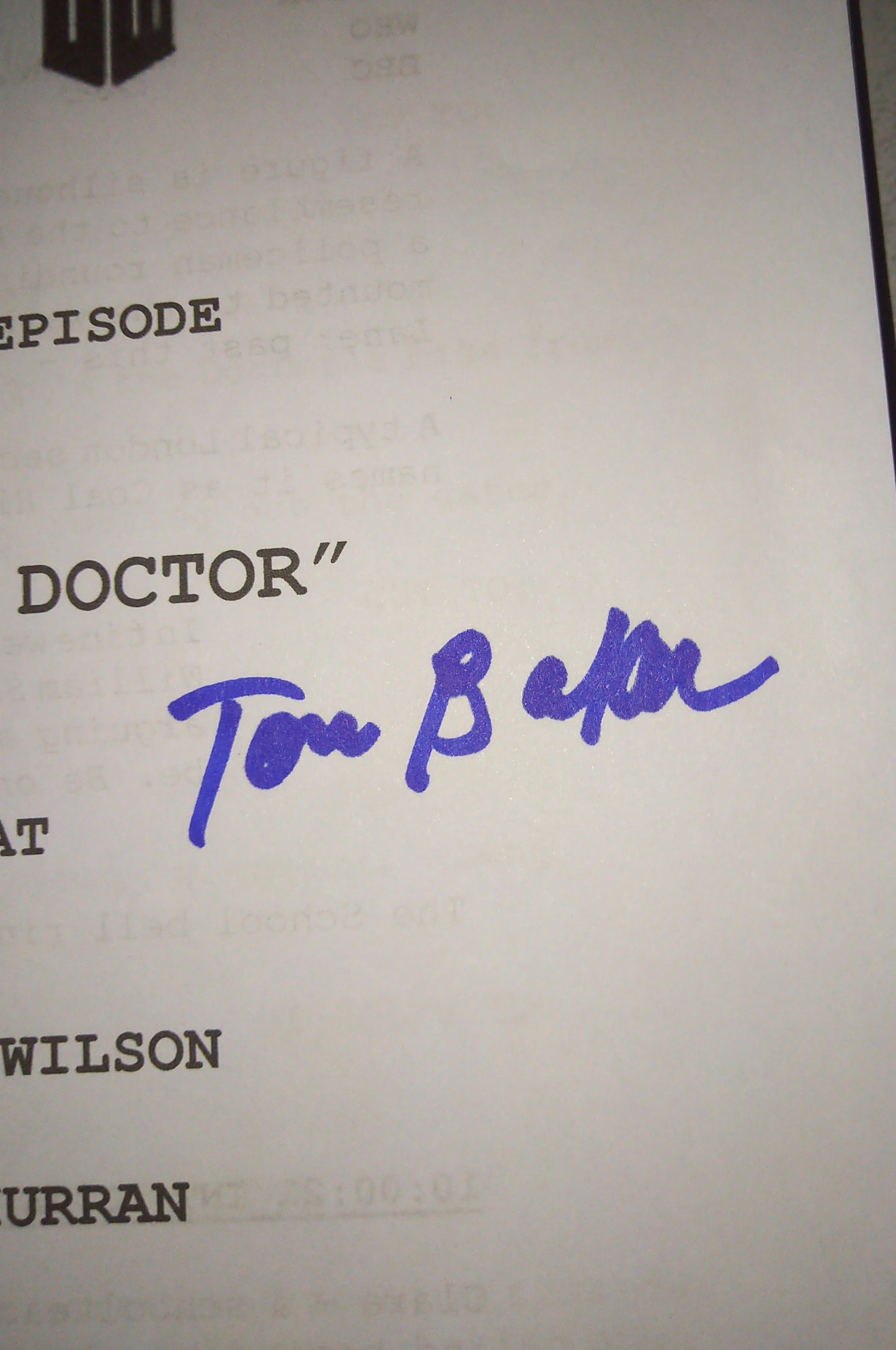 Tom Baker Hand Signed Autograph Doctor Who Script COA 50th Anniversary