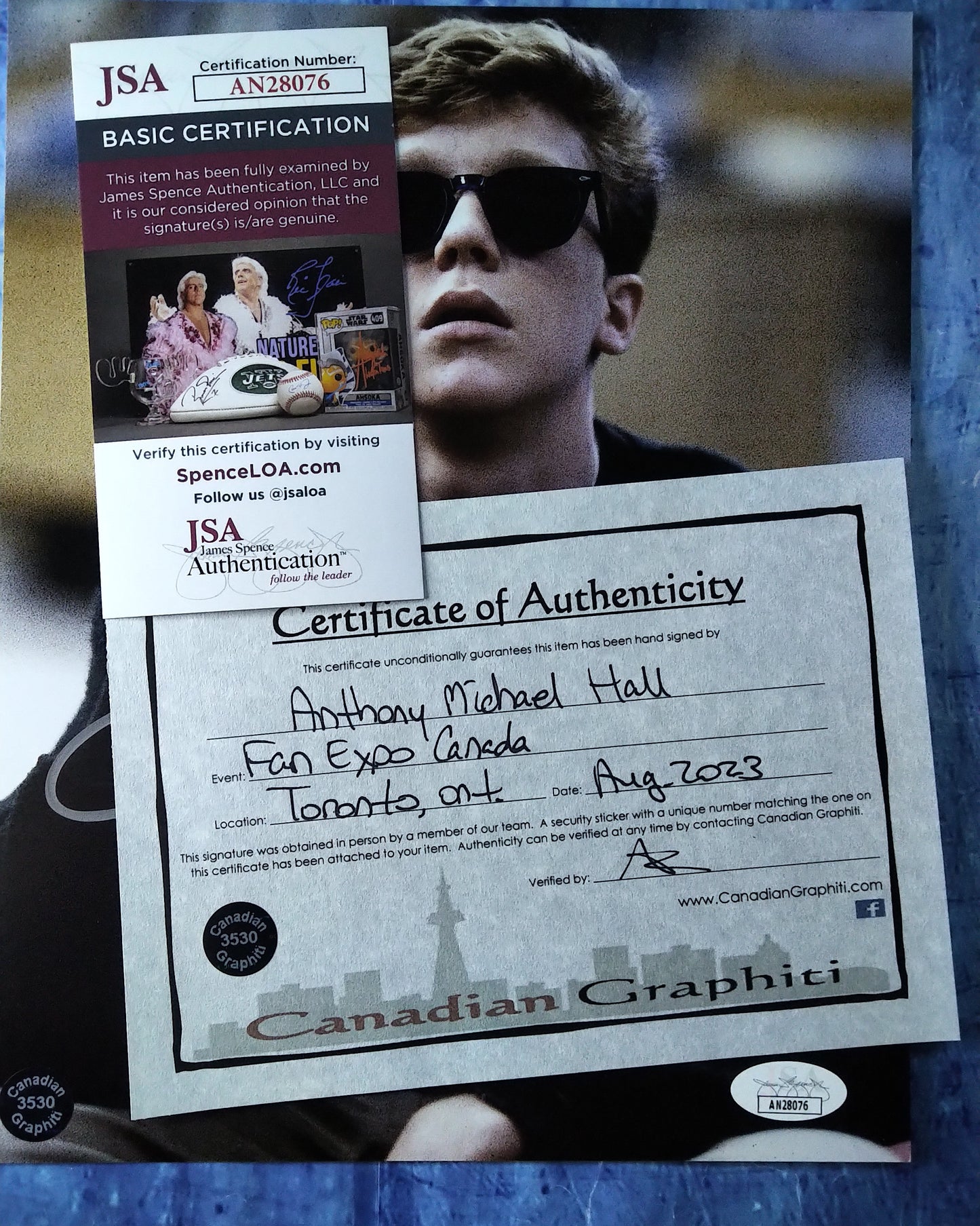 Anthony Michael Hall Hand Signed Autograph 8x10 Photo COA + JSA The Breakfast Club