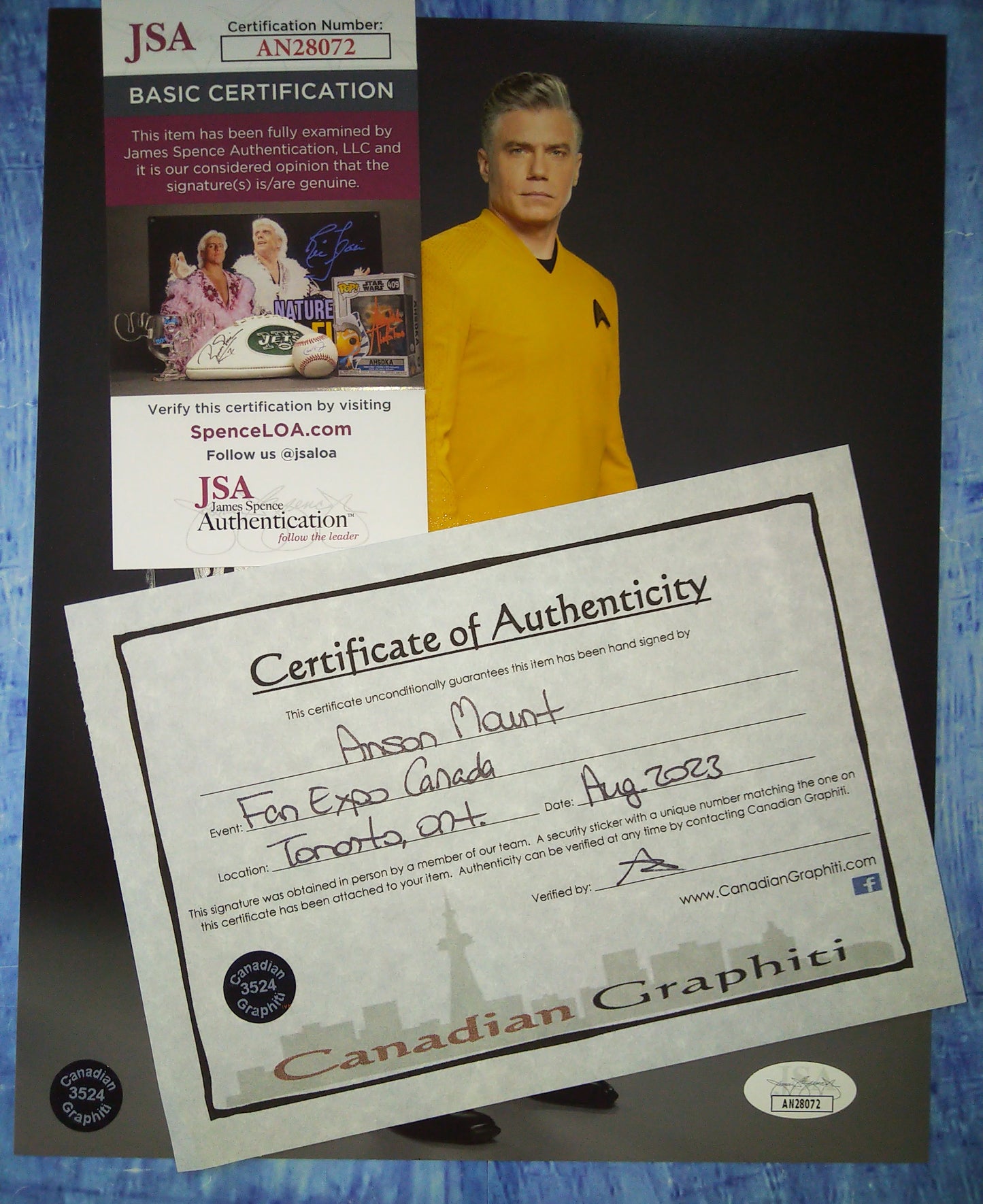 Anson Mount Hand Signed Autograph 8x10 Photo COA + JSA Star Trek Pike