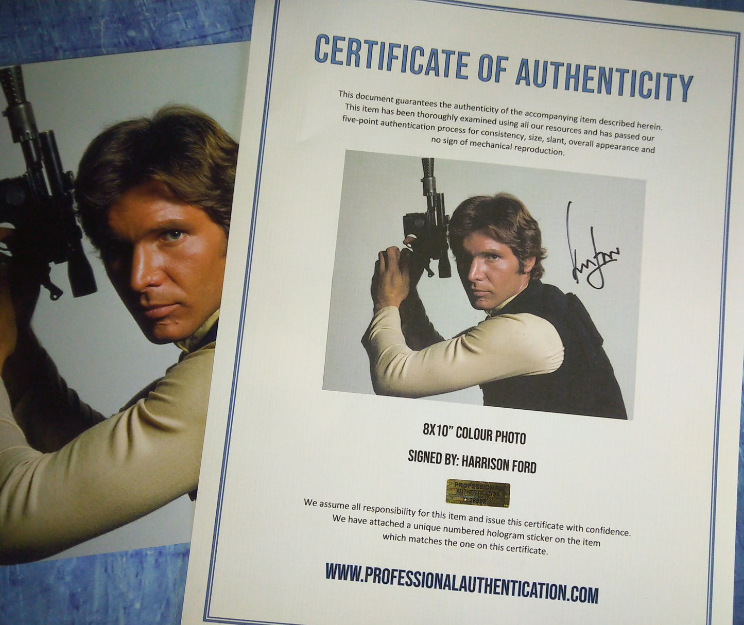 Harrison Ford Hand Signed Autograph 8x10 Photo COA Star Wars