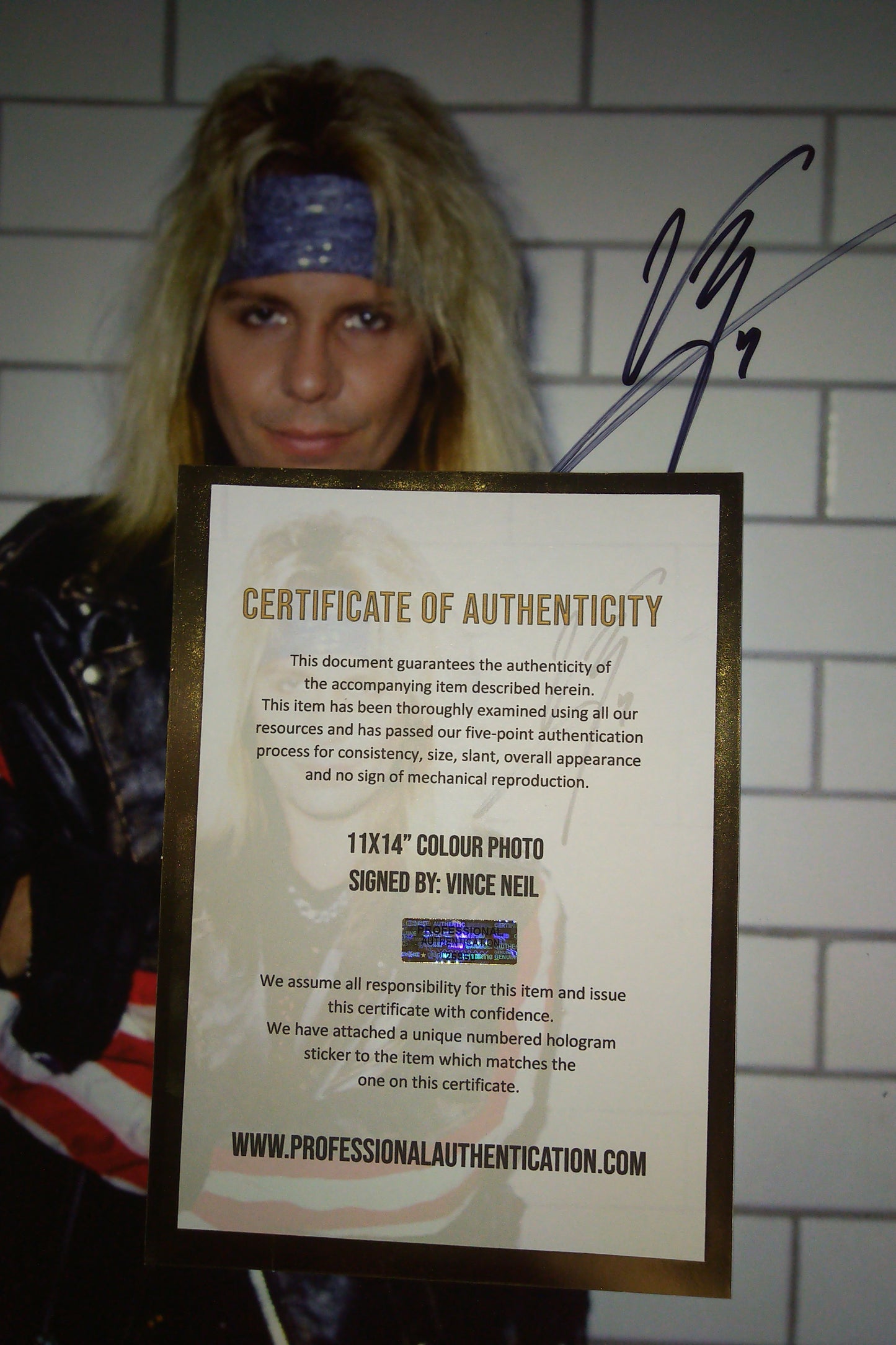 Vince Neil Hand Signed Autograph 11x14 Photo COA Motley Crue