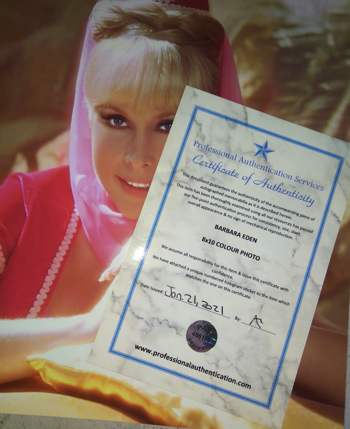 Barbara Eden Hand Signed Autograph 8x10 Photo COA I Dream Of Jeannie