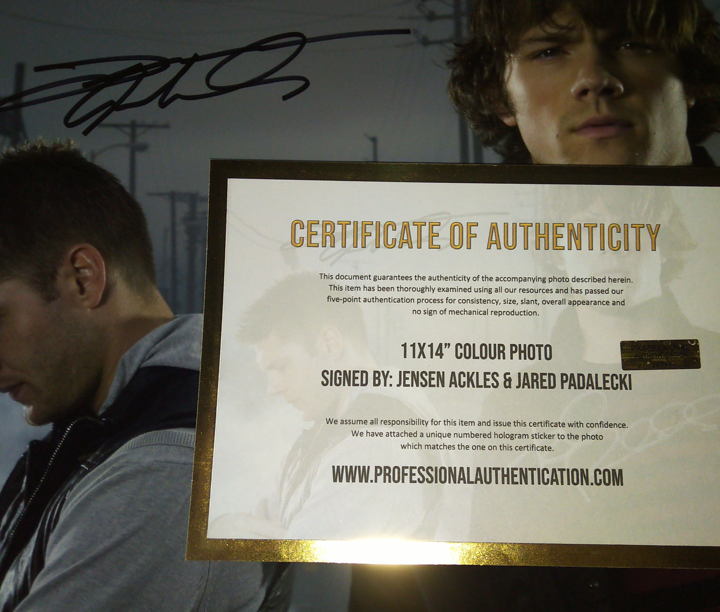 Jensen Ackles & Jared Padalecki Hand Signed Autograph 11x14 Photo COA Supernatural