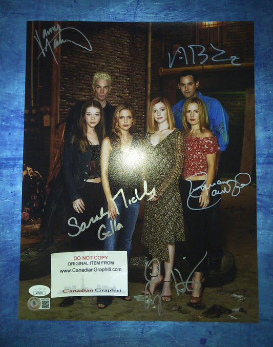 Buffy The Vampire Slayer 5x Cast Hand Signed Autograph 11x14 Photo JSA BAS COA