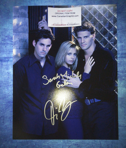 David Boreanaz & Sarah Michelle Gellar Hand Signed Autograph 11x14 Photo JSA COA Buffy & Angel