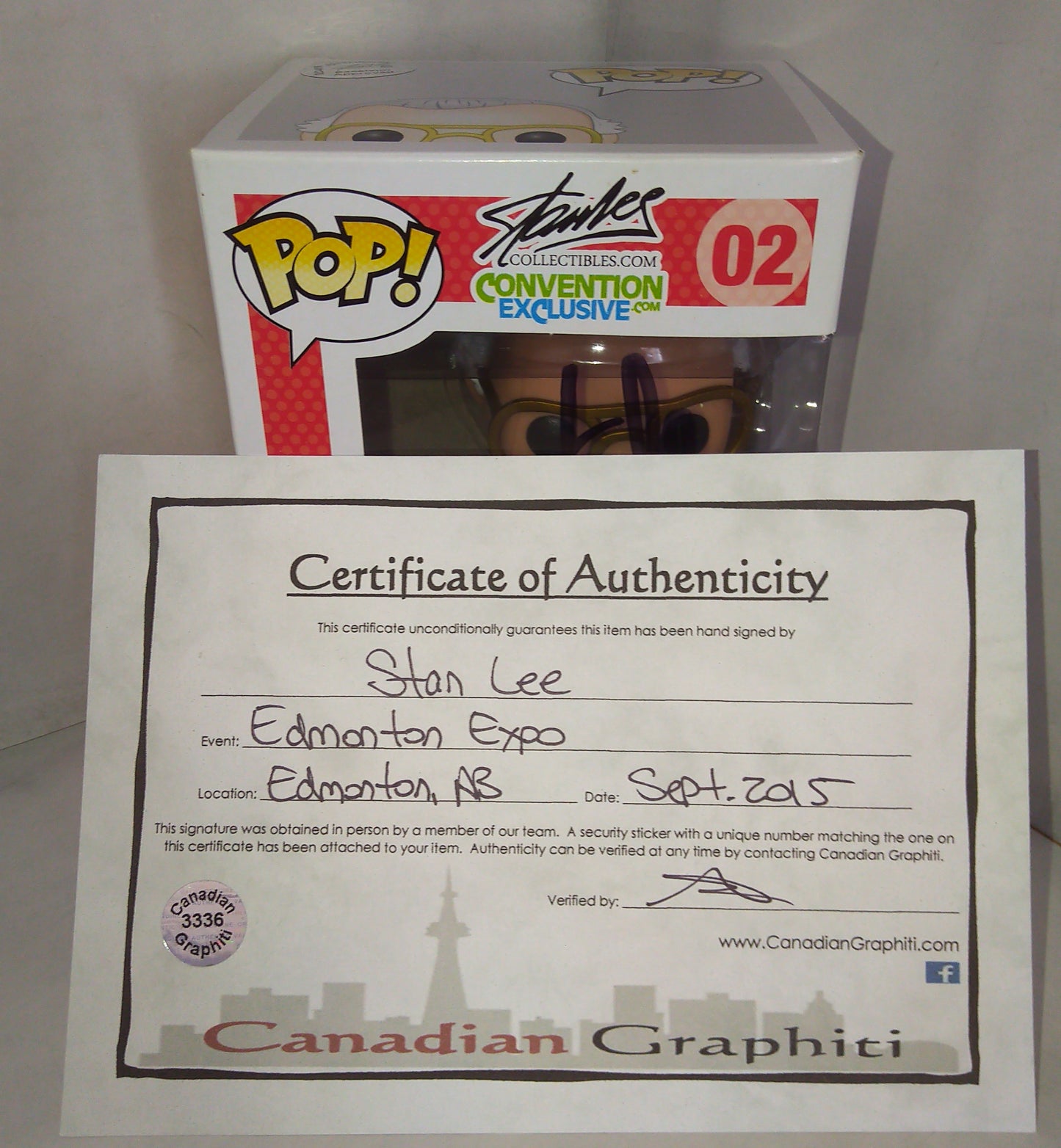 Stan Lee Hand Signed Autograph Convention Exclusive Funko Pop COA Fan Expo Canada